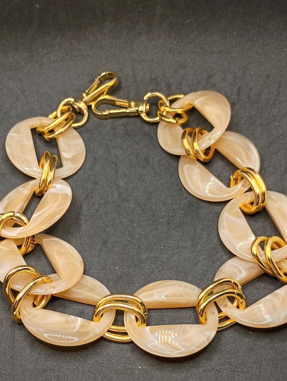 Gold & Cream Resin Link Bag Chain